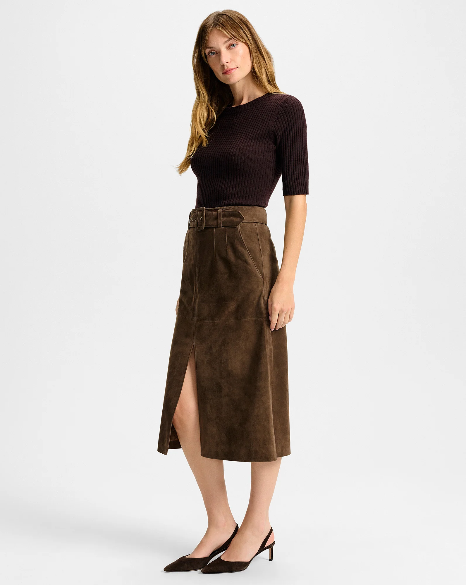 Alexie Suede Midi Skirt - Image 3