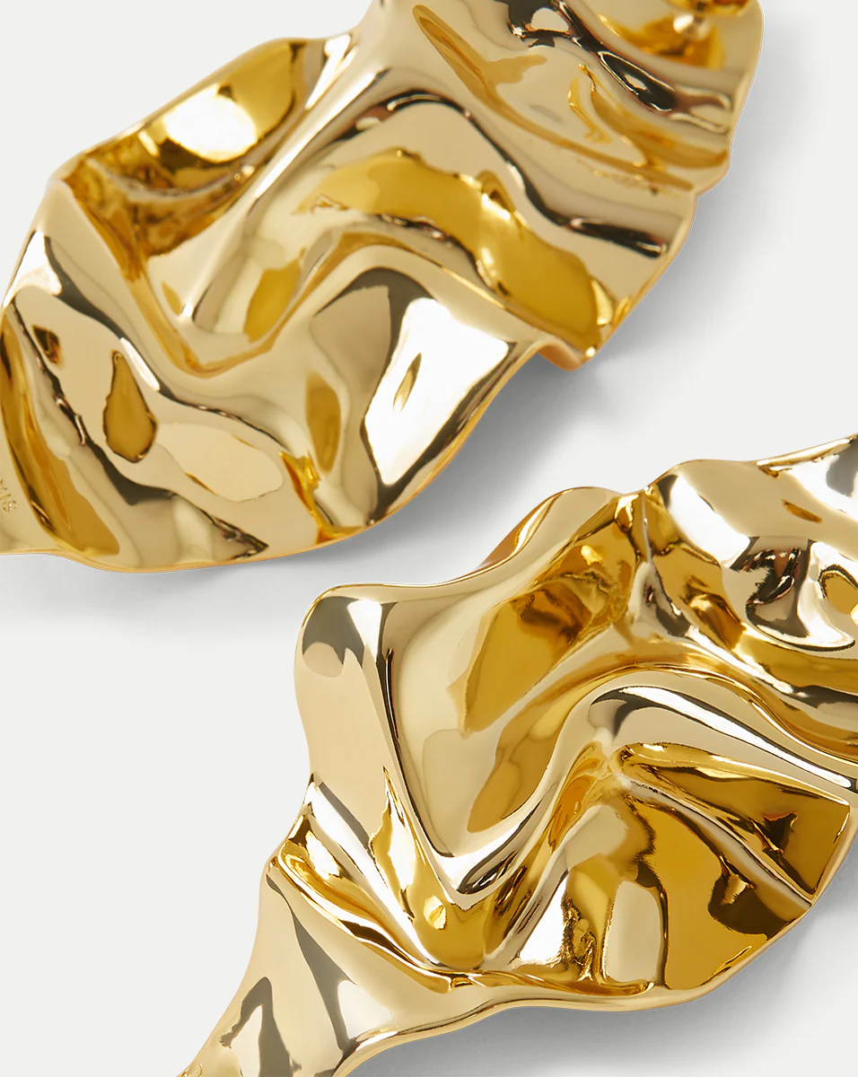 Crumpled Gold Earrings - Image 3