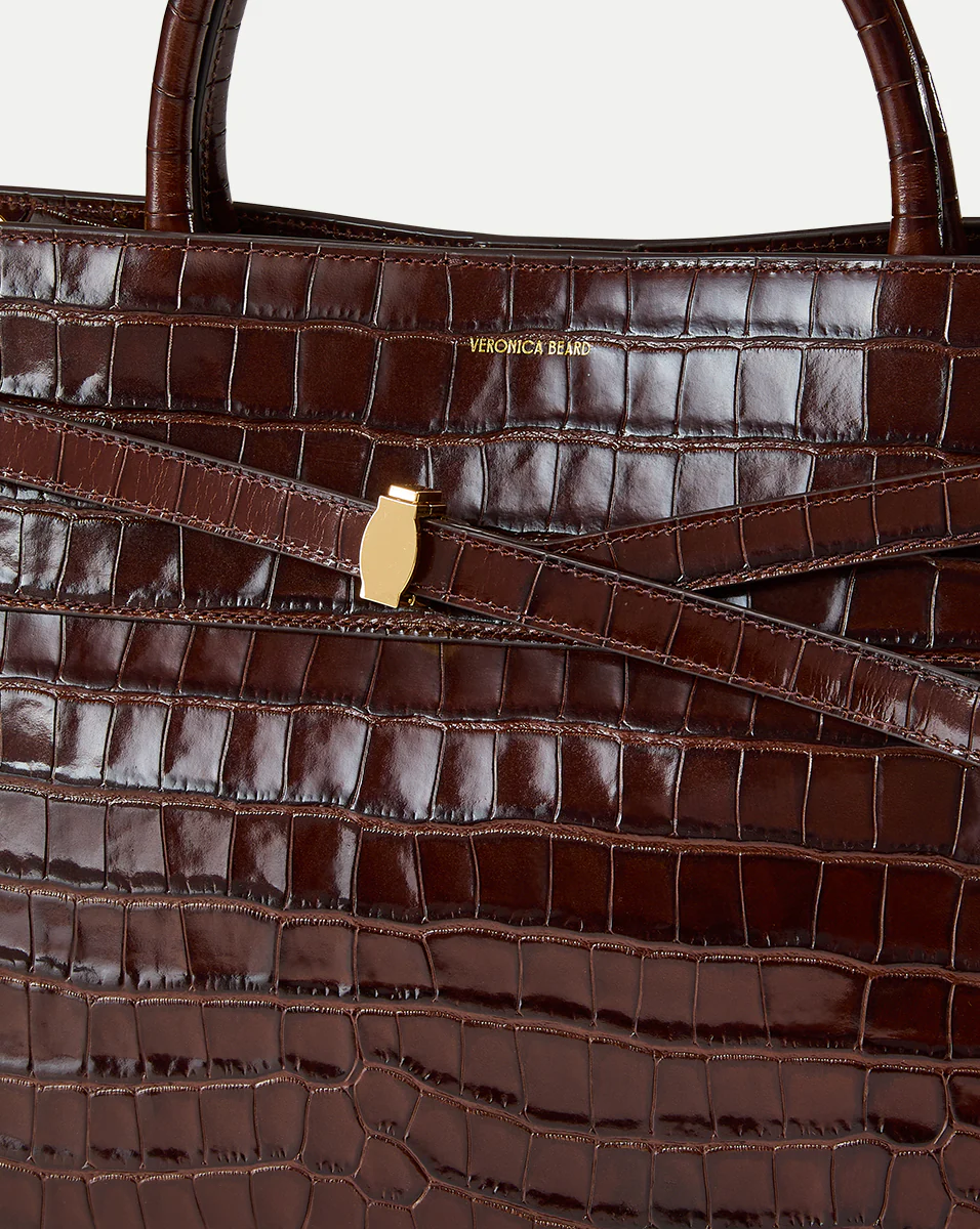 Large Veronica Beard Croc-Embossed Dash Bag - Image 3