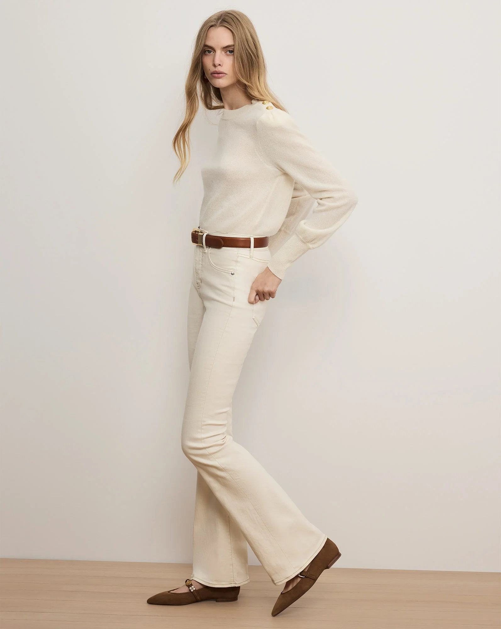 Nelia Cashmere Pullover | Button Accent - Image 3