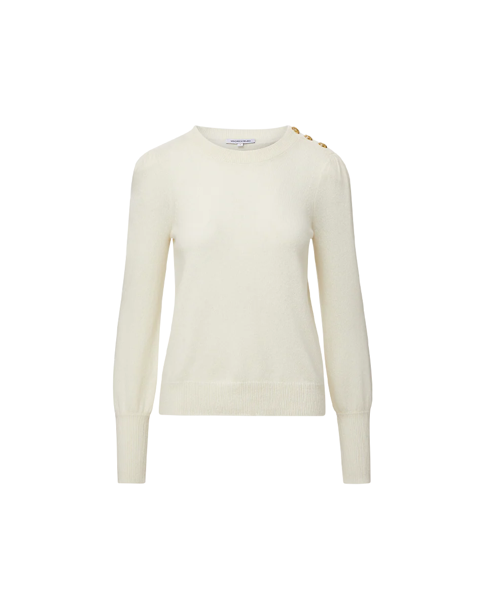 Nelia Cashmere Pullover | Button Accent - Image 6