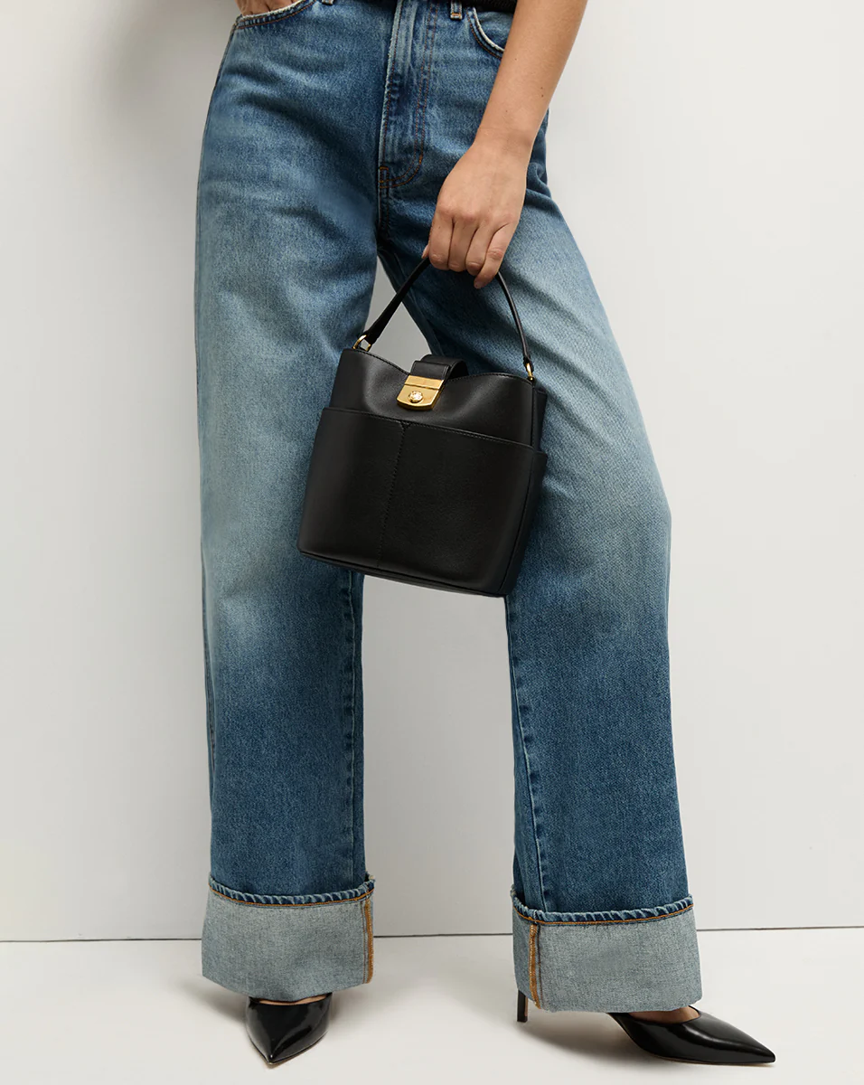 Small Crest Lock Bucket Bag - Image 6