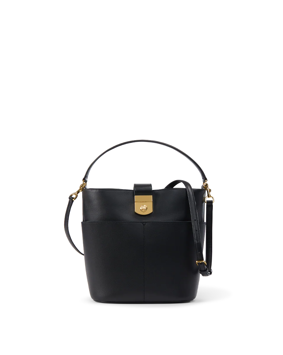 Small Crest Lock Bucket Bag - Image 8